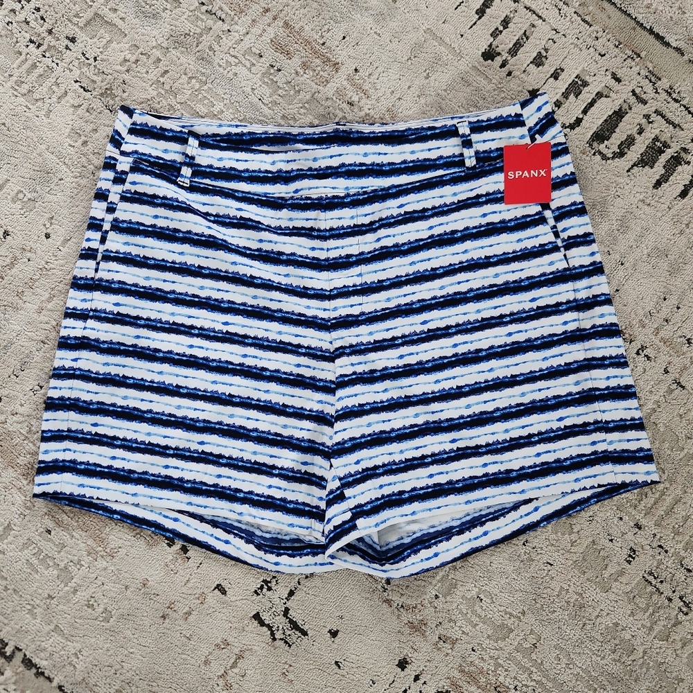 Spanx Blue Painted Stripe Sunshine Shorts